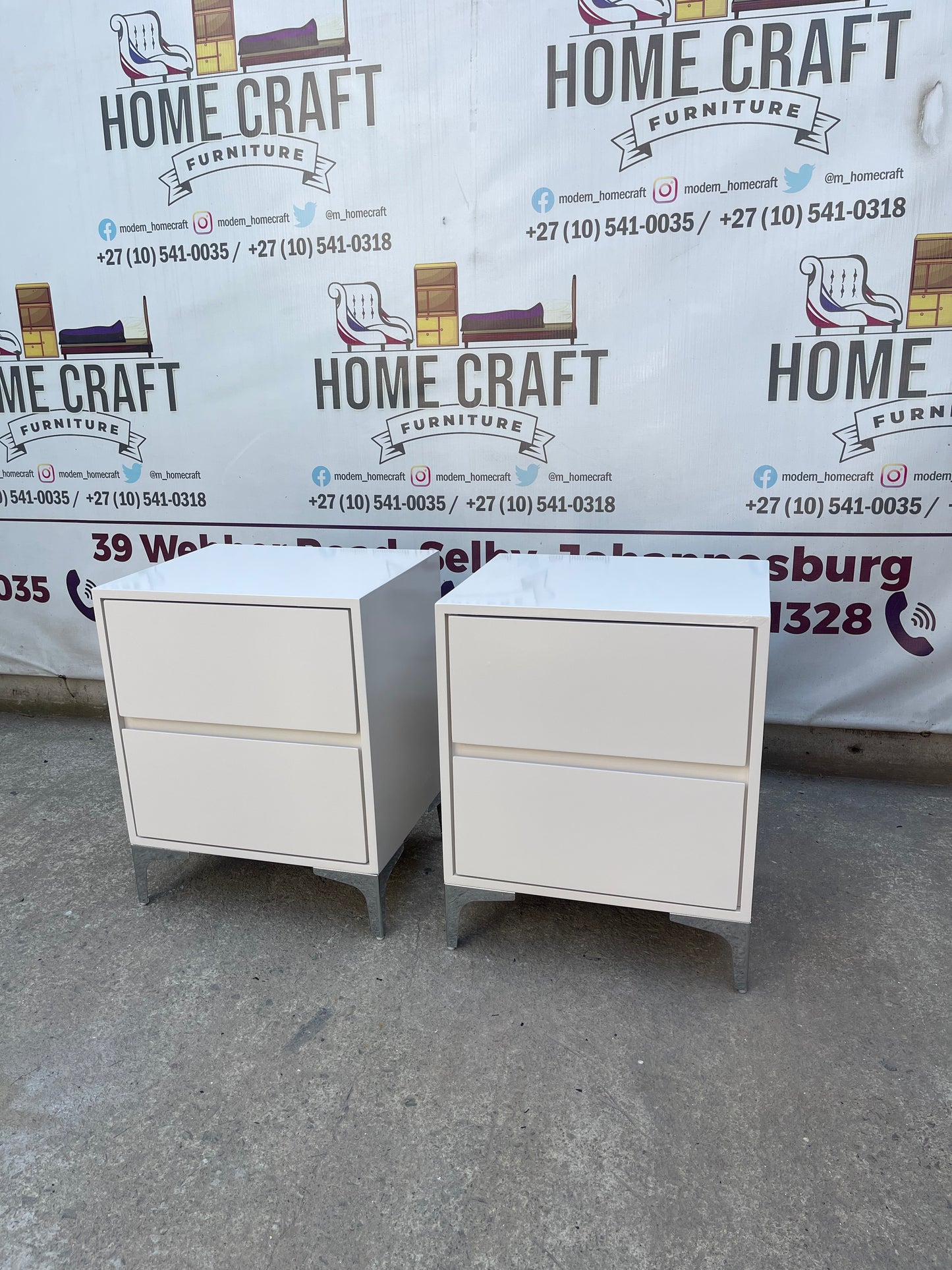2 Drawer Pedestals x 2 With Silver Legs
