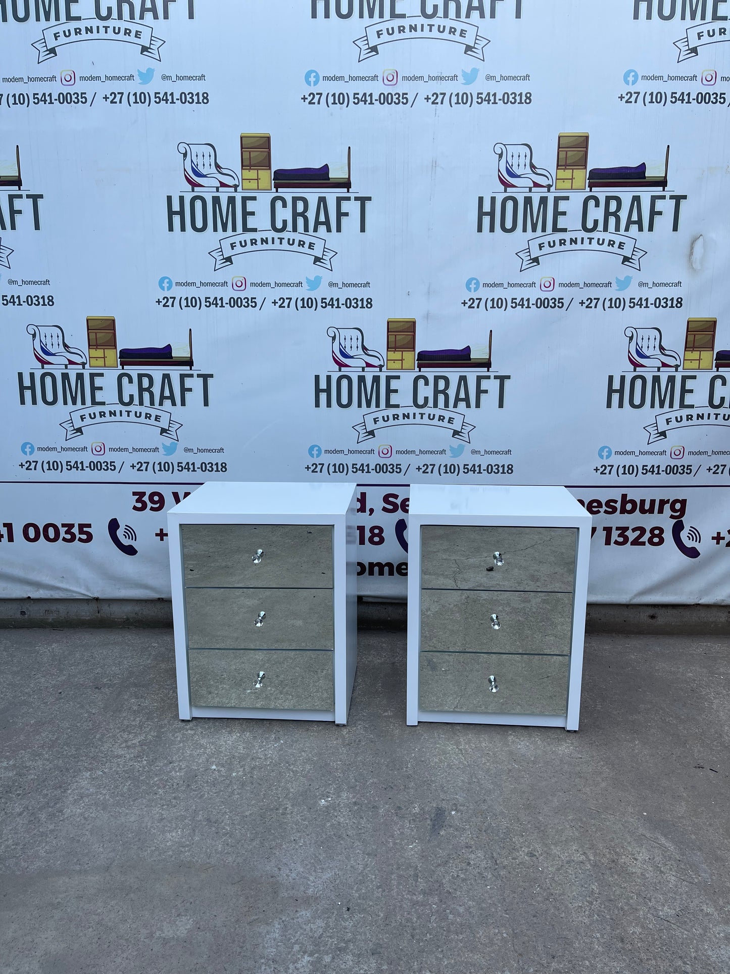 Rose - 3 Drawer Pedestals x 2 With Mirror Faces