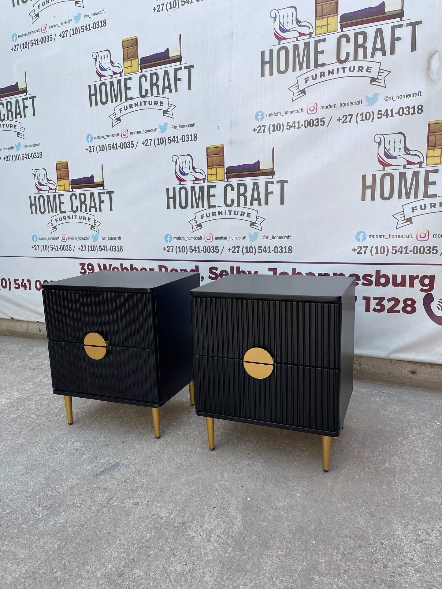 2 Drawer Pedestals With Moon Handles