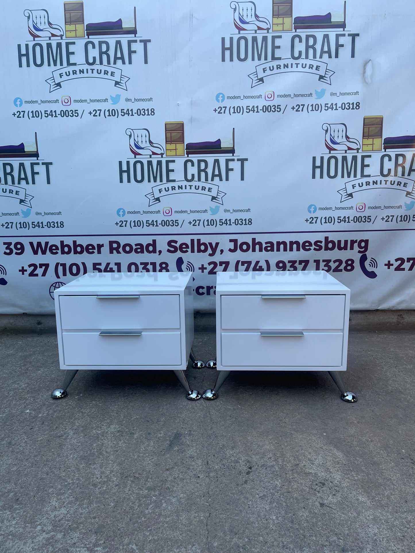 2 Drawer Pedestals With Flat Handles & Legs