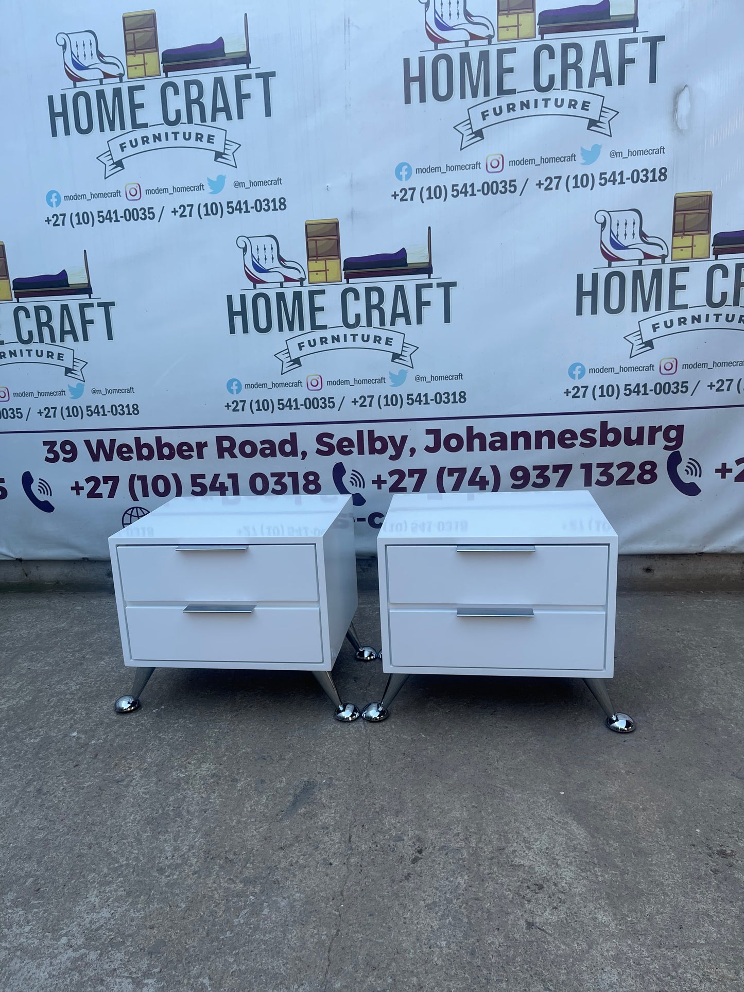 2 Drawer Pedestals With Flat Handles & Legs