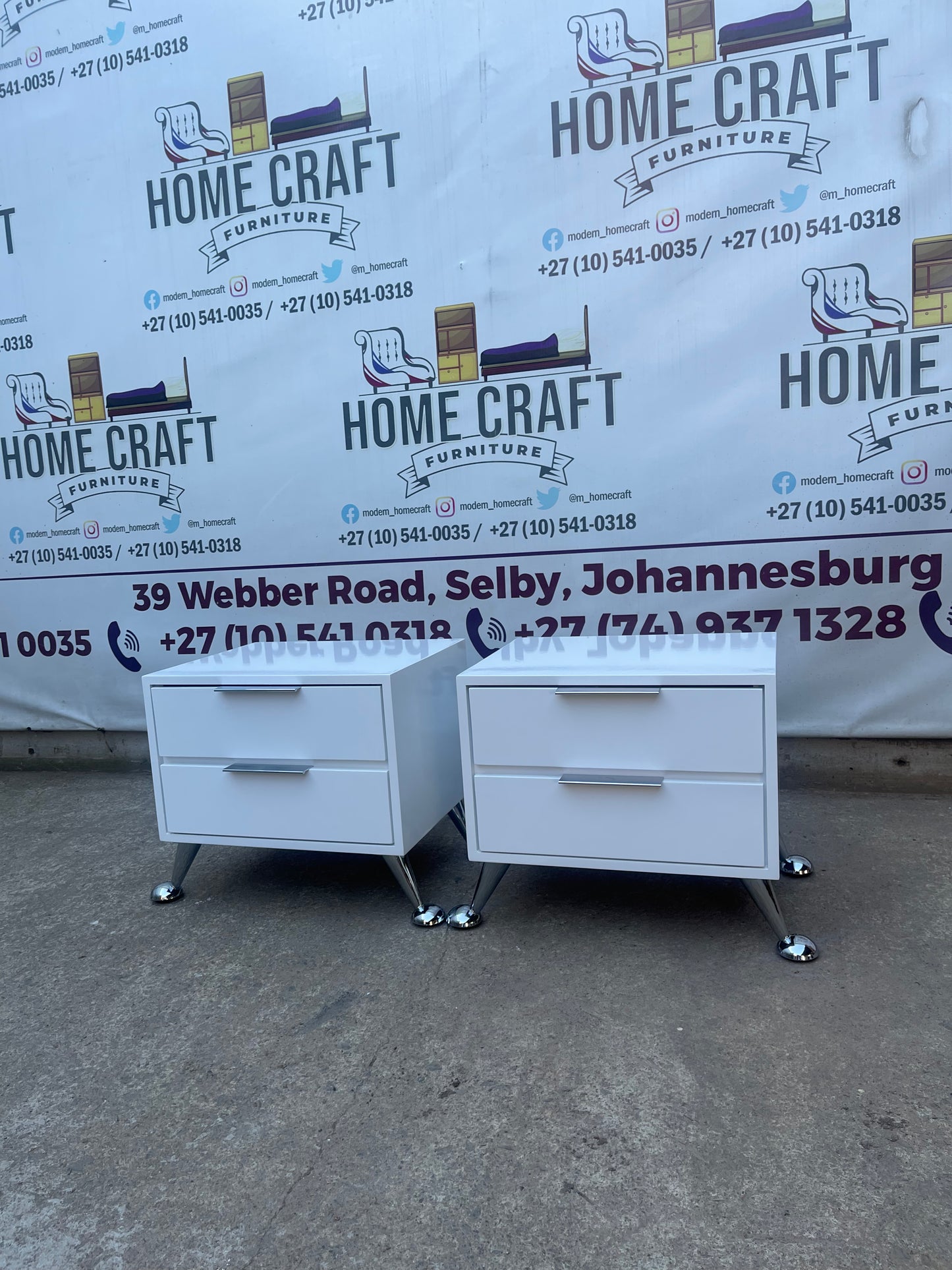 2 Drawer Pedestals With Flat Handles & Legs