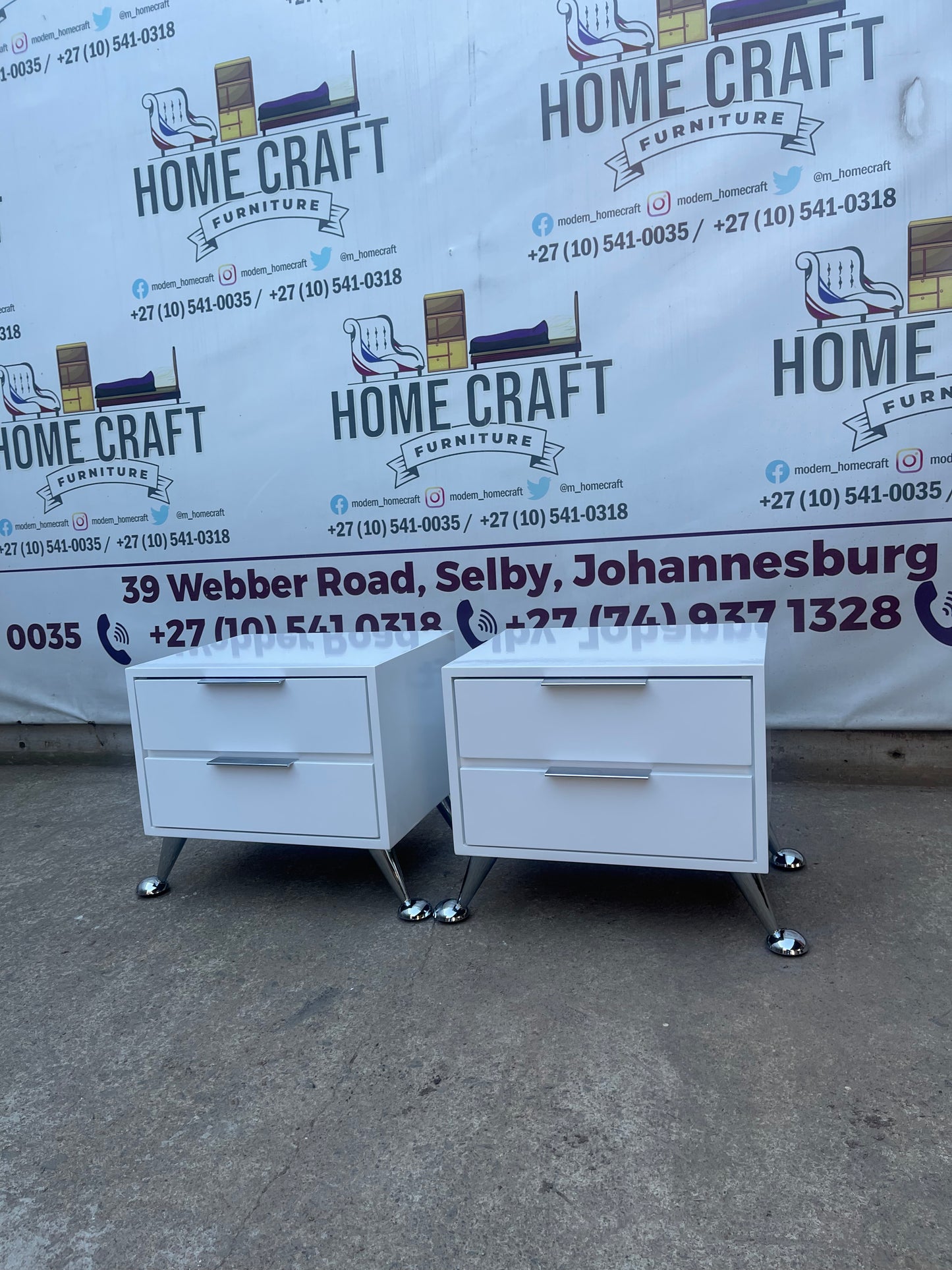 2 Drawer Pedestals With Flat Handles & Legs