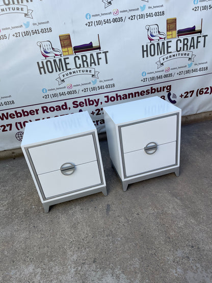 2 Drawer Pedestals With Moon Handles - Steel Face