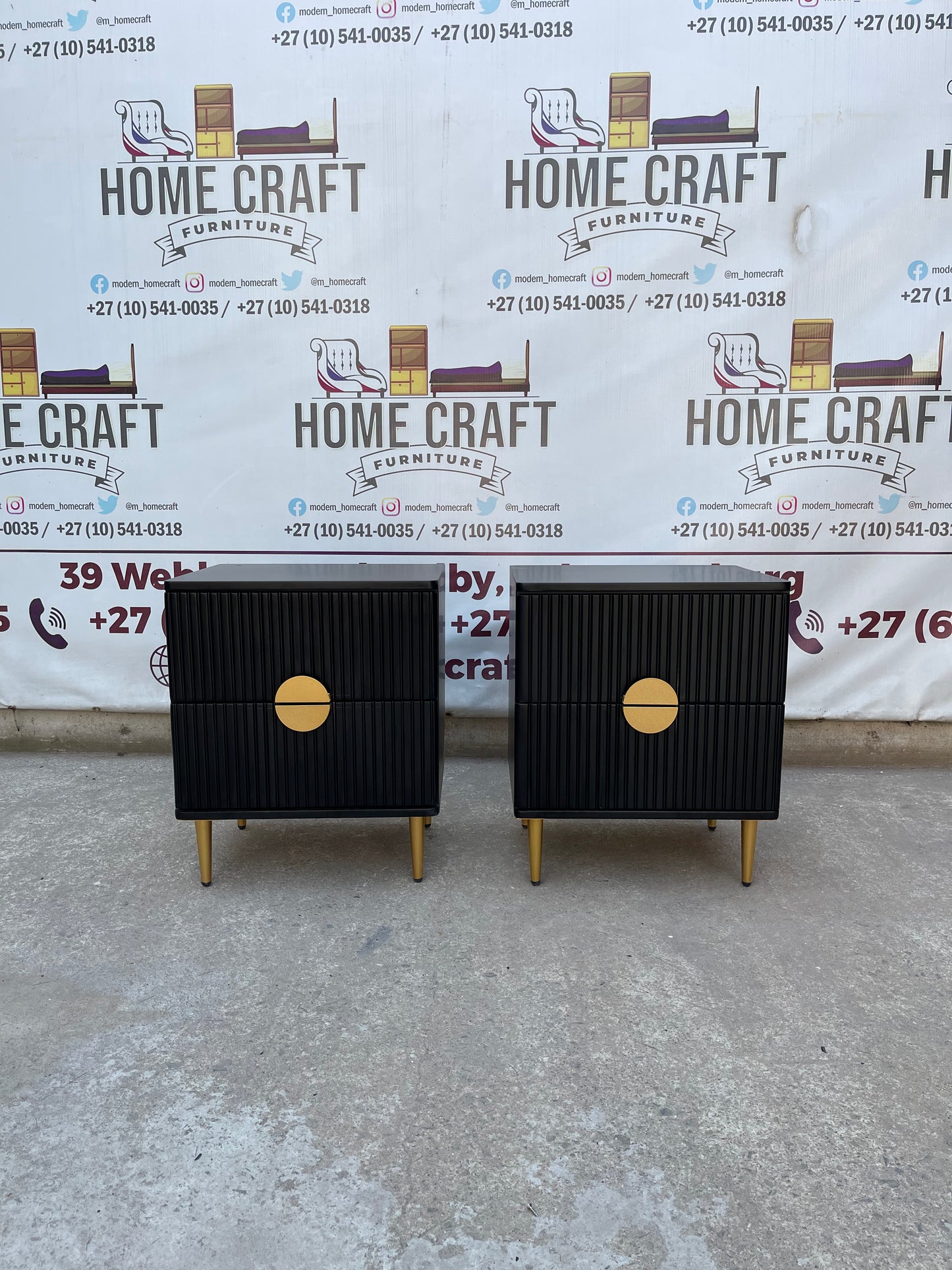 2 Drawer Pedestals With Moon Handles