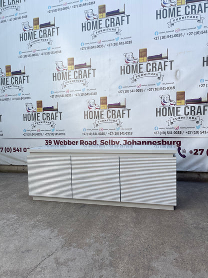 Hazel 3 Drawer Tv Stand With Horizontal Lines Design