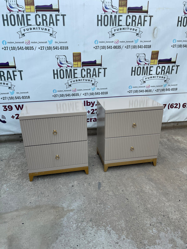 2 Drawer Pedestals With Lines & Pine Legs