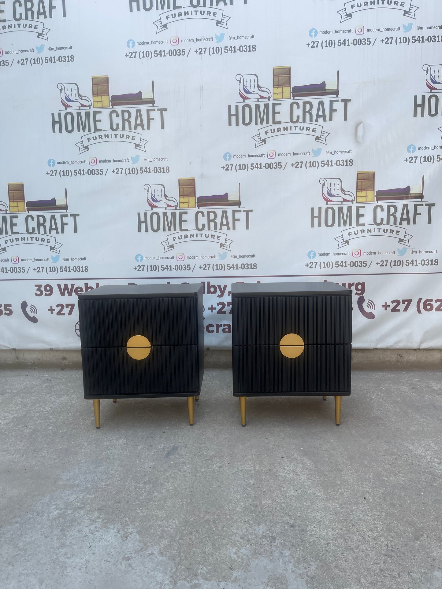 2 Drawer Pedestals With Moon Handles