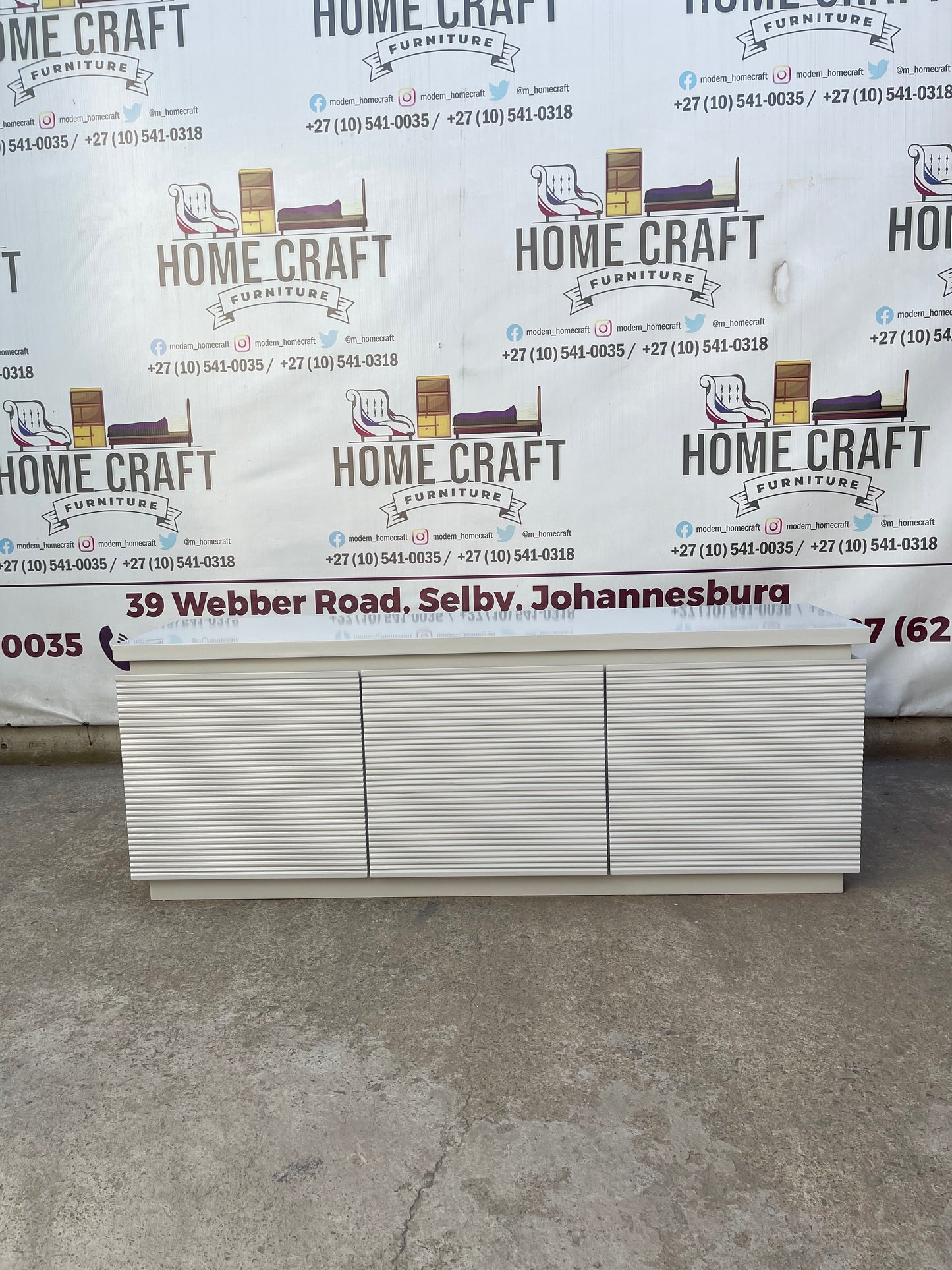 Hazel 3 Drawer Tv Stand With Horizontal Lines Design