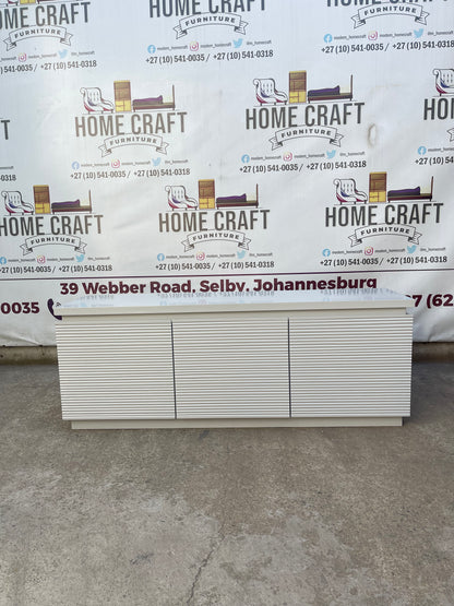 Hazel 3 Drawer Tv Stand With Horizontal Lines Design