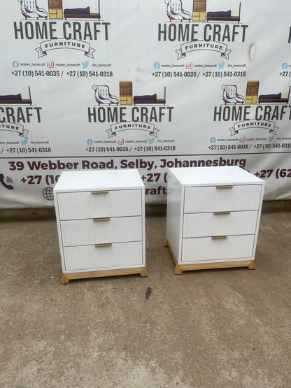 3 Drawer Pedestals With Flat Handles,  Lines Design & Pine Legs