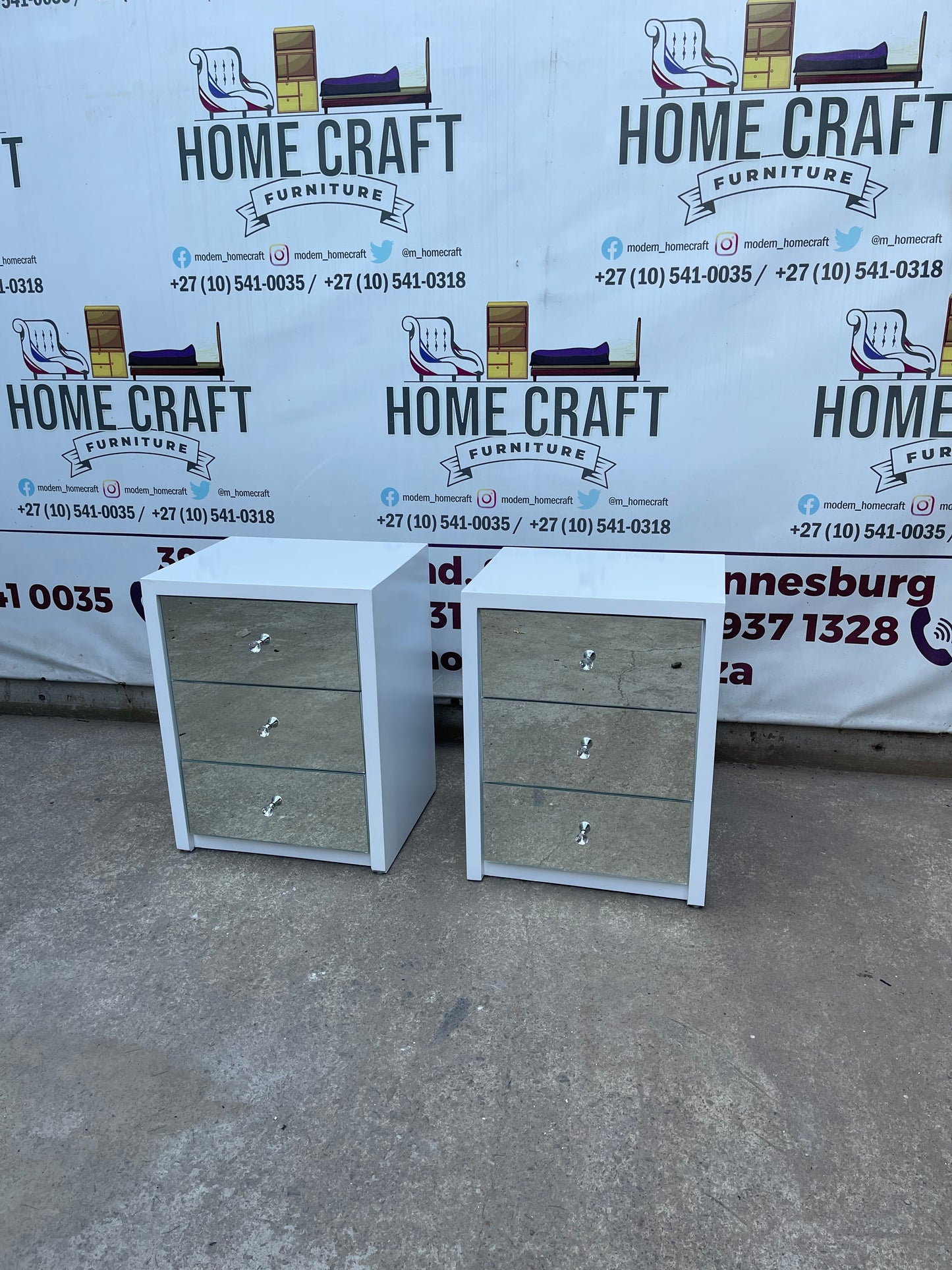 Rose - 3 Drawer Pedestals x 2 With Mirror Faces