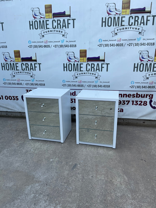 Rose - 3 Drawer Pedestals x 2 With Mirror Faces