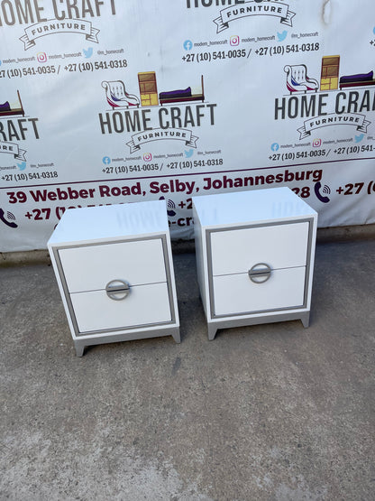 2 Drawer Pedestals With Moon Handles - Steel Face