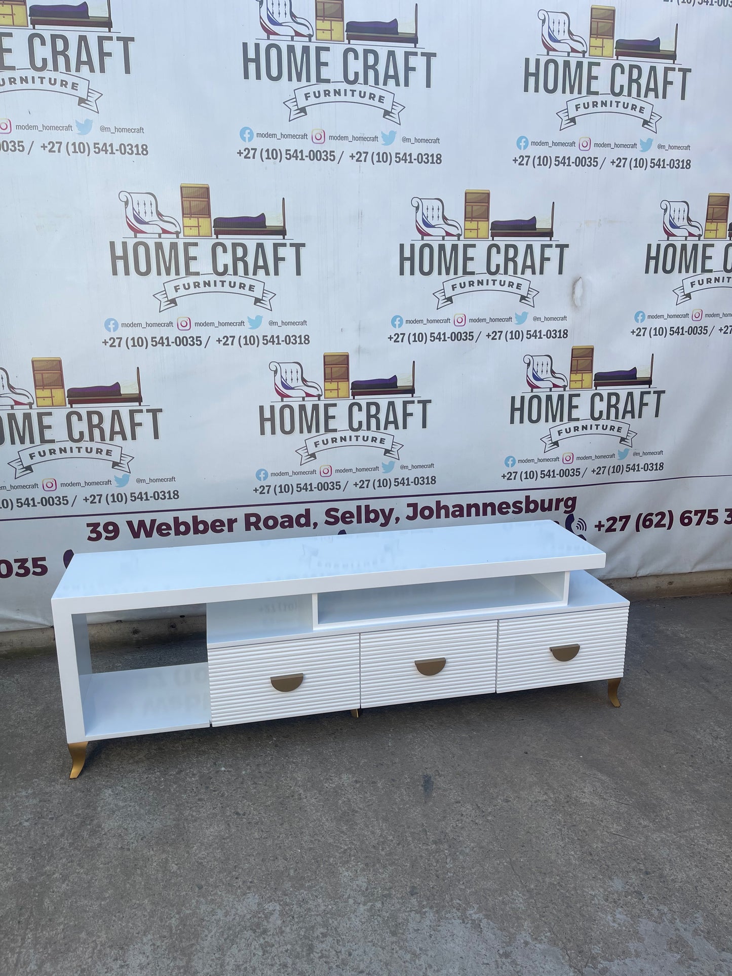 Left Sub Hoover Tv Stand - Half Moon Handles