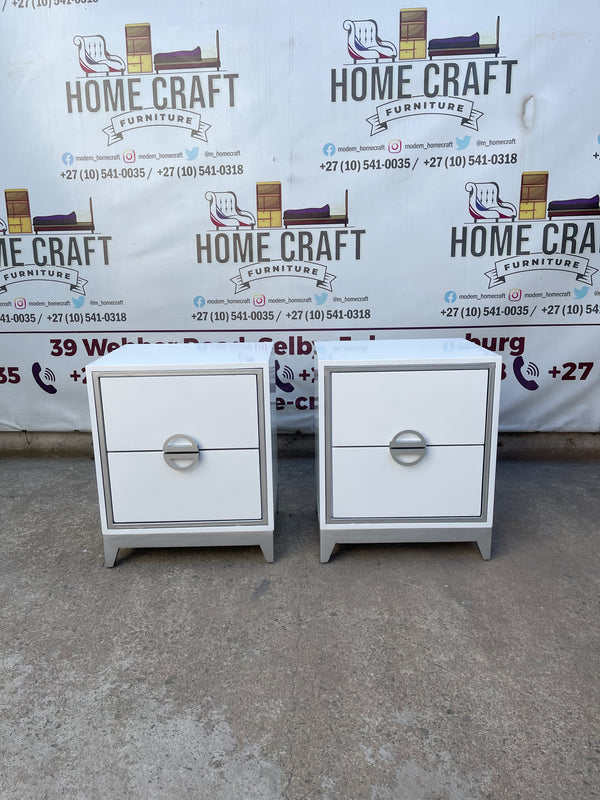 2 Drawer Pedestals With Moon Handles - Steel Face