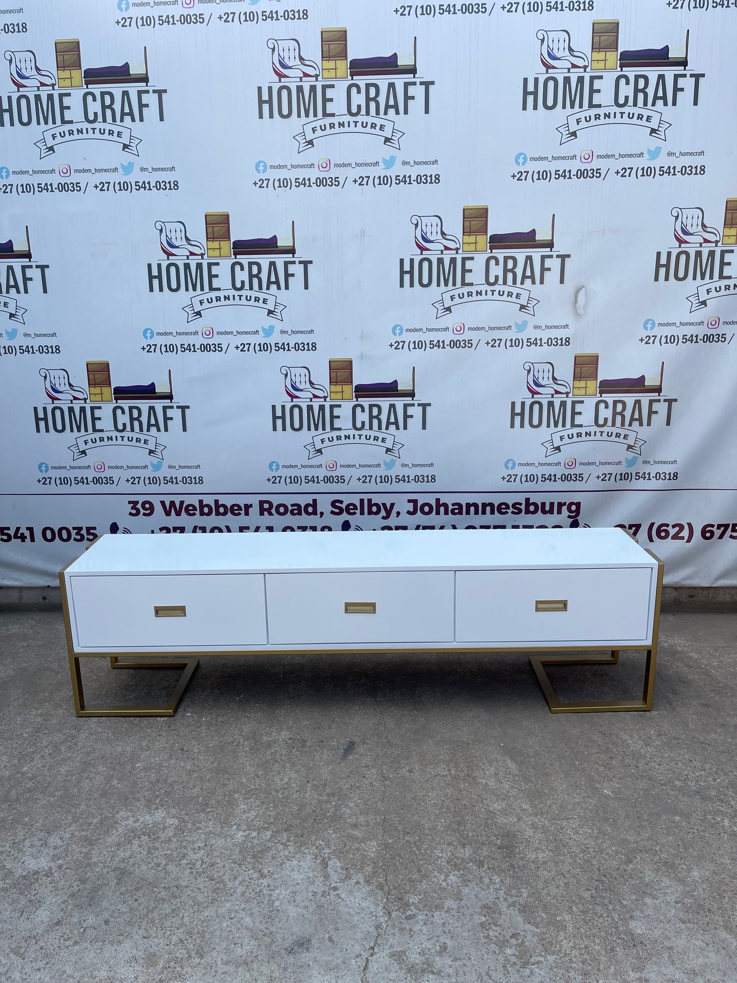 Palesa 3 Drawer Tv Stand With Gold Frame