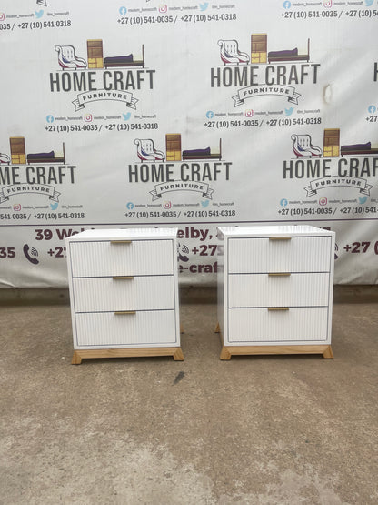 3 Drawer Pedestals With Flat Handles,  Lines Design & Pine Legs