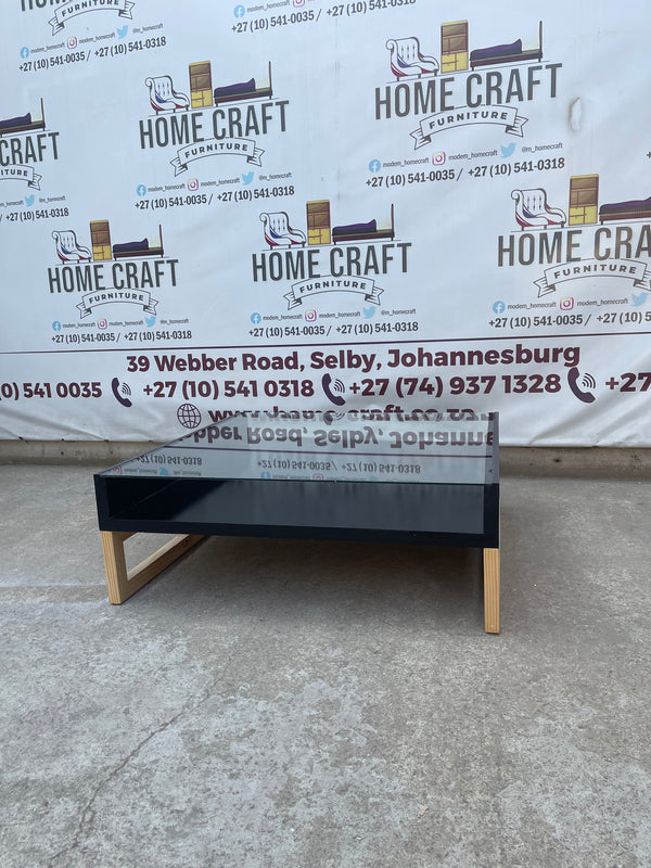 Glass Coffee Table With Pine Legs