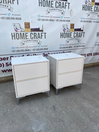 2 Drawer Pedestals x 2 With Silver Legs