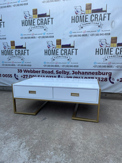 2 Drawer Coffee Table With Gold Frame
