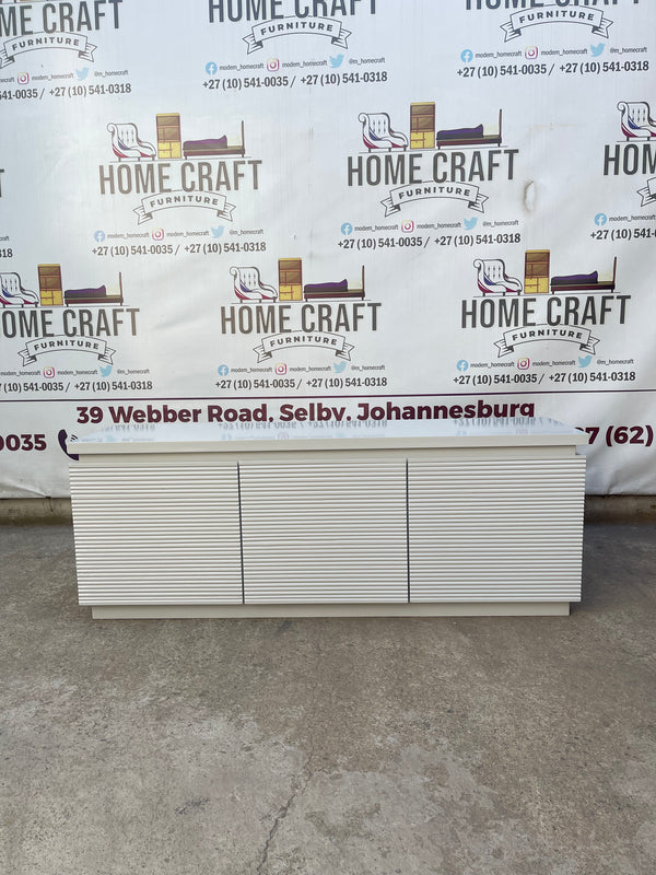 Hazel 3 Drawer Tv Stand With Horizontal Lines Design