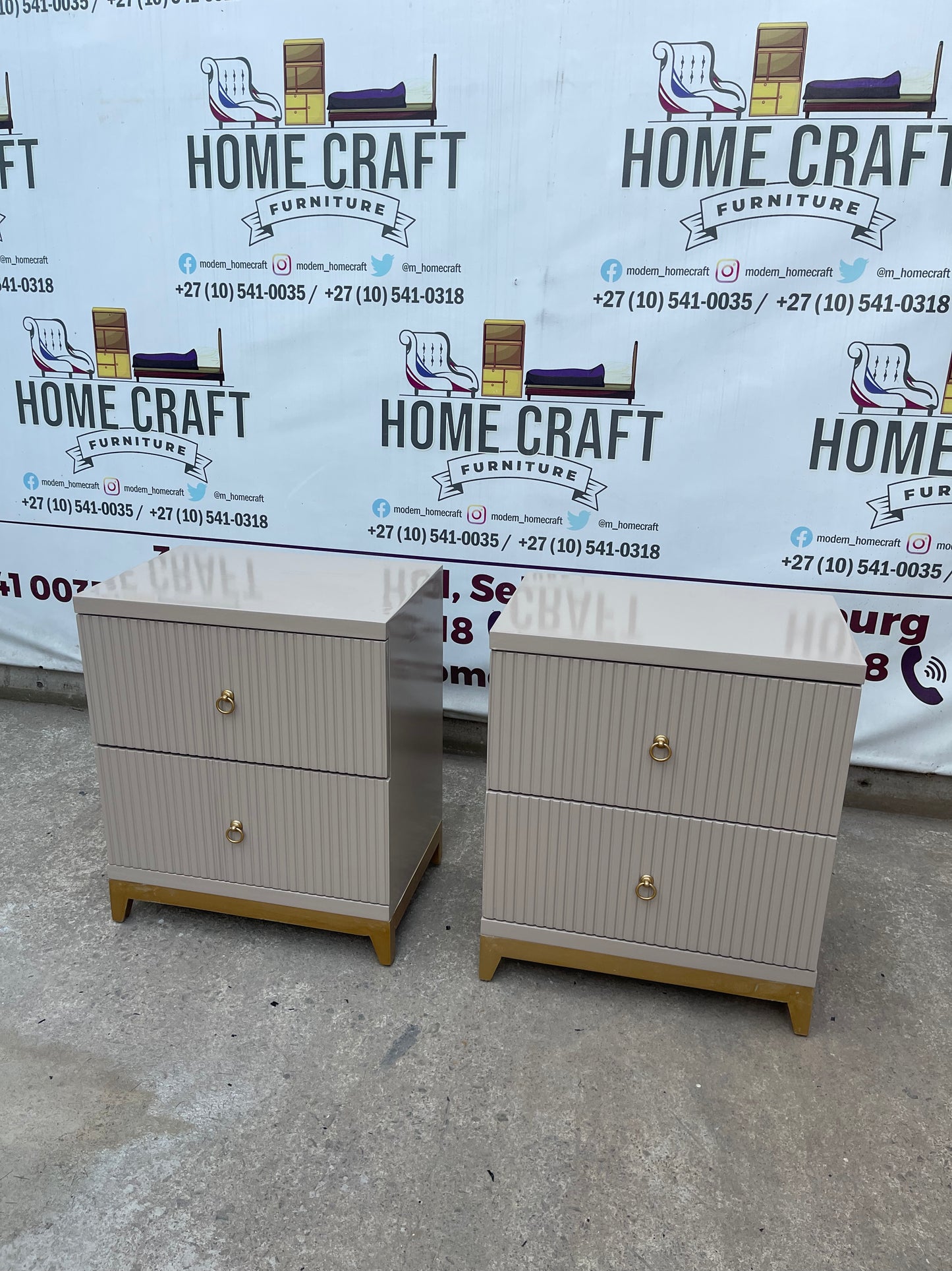 2 Drawer Pedestals With Lines & Pine Legs