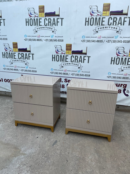 2 Drawer Pedestals With Lines & Pine Legs