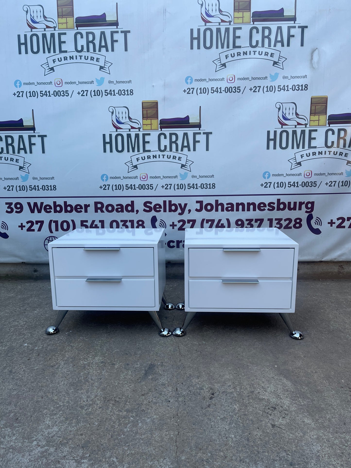 2 Drawer Pedestals With Flat Handles & Legs