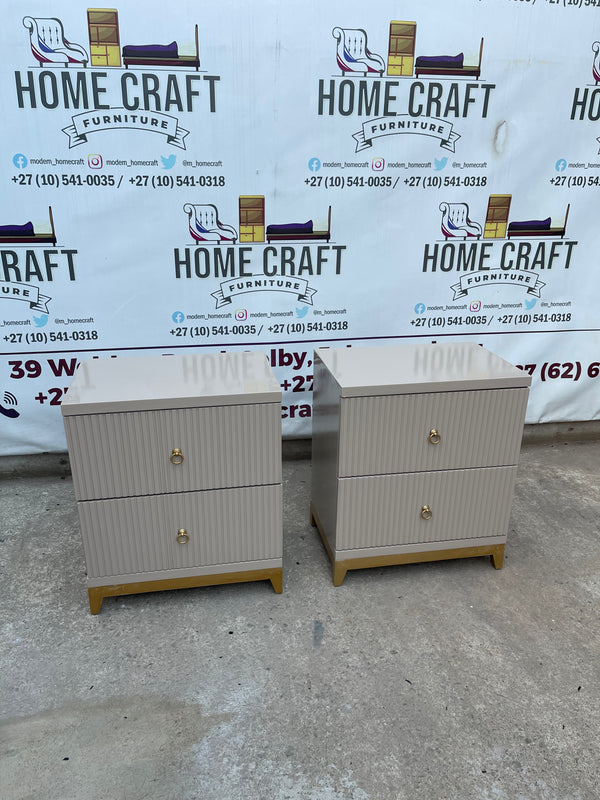 2 Drawer Pedestals With Lines & Pine Legs