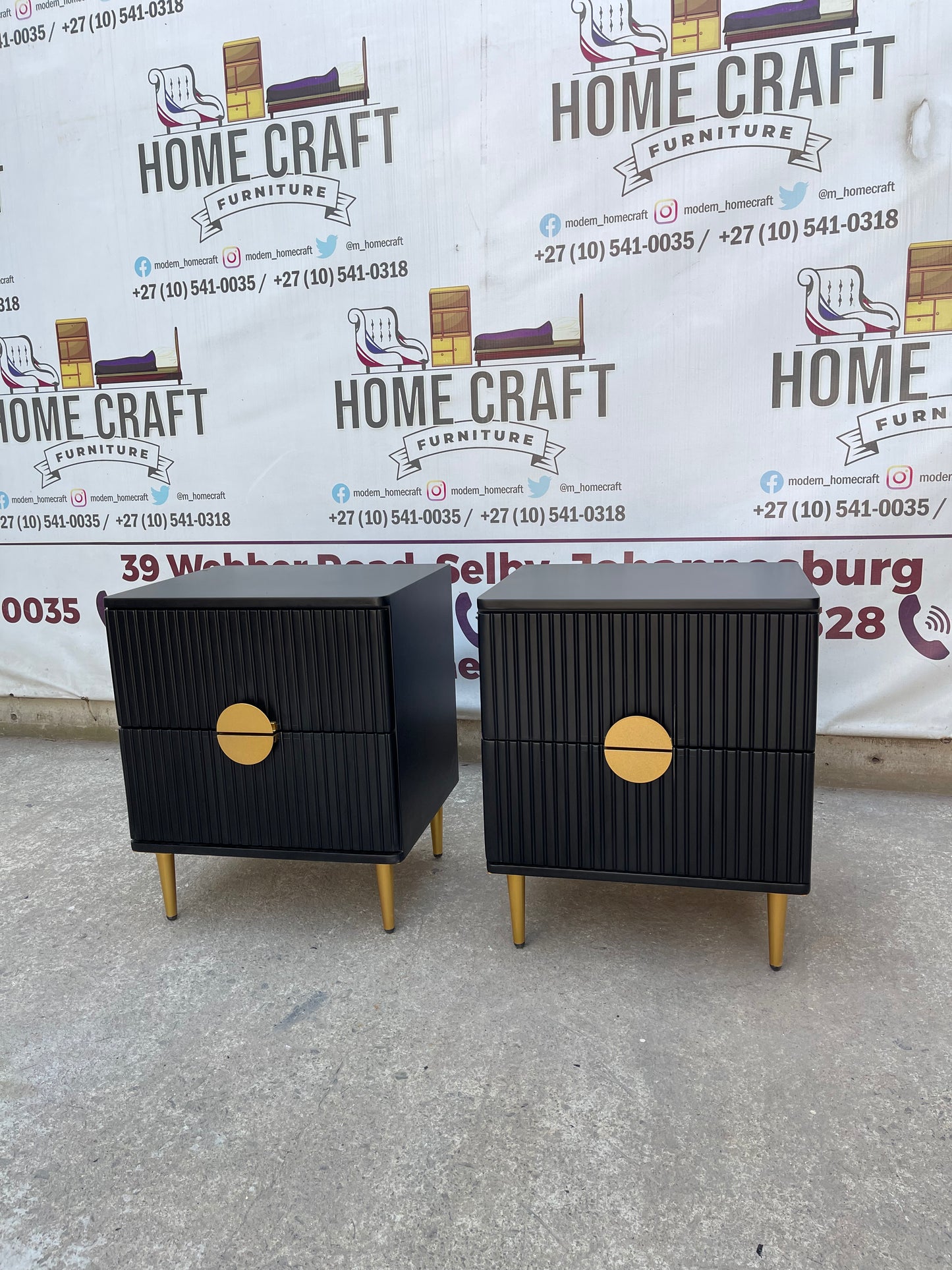 2 Drawer Pedestals With Moon Handles