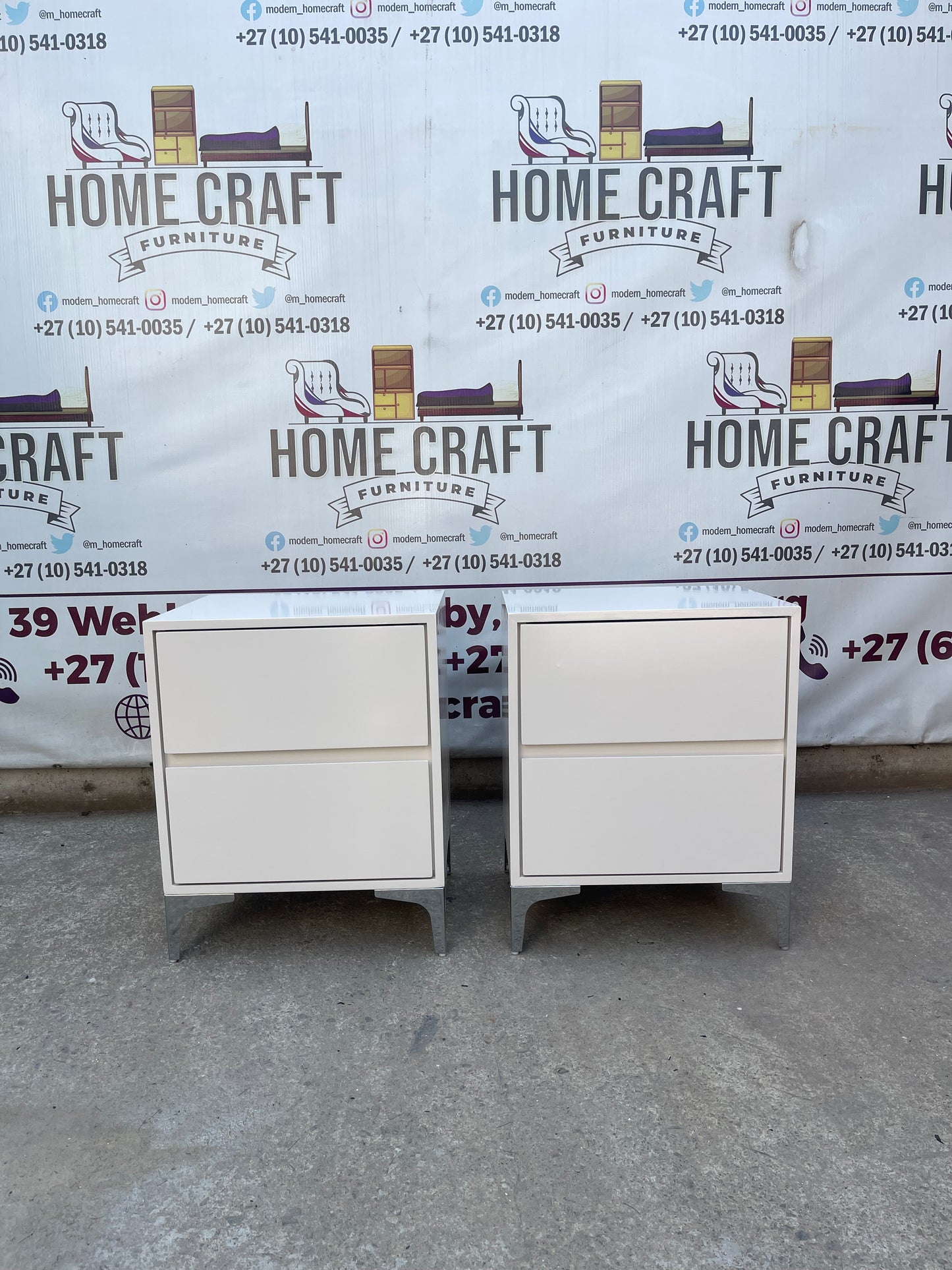 2 Drawer Pedestals x 2 With Silver Legs