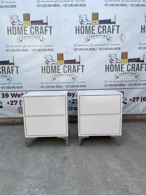2 Drawer Pedestals x 2 With Silver Legs